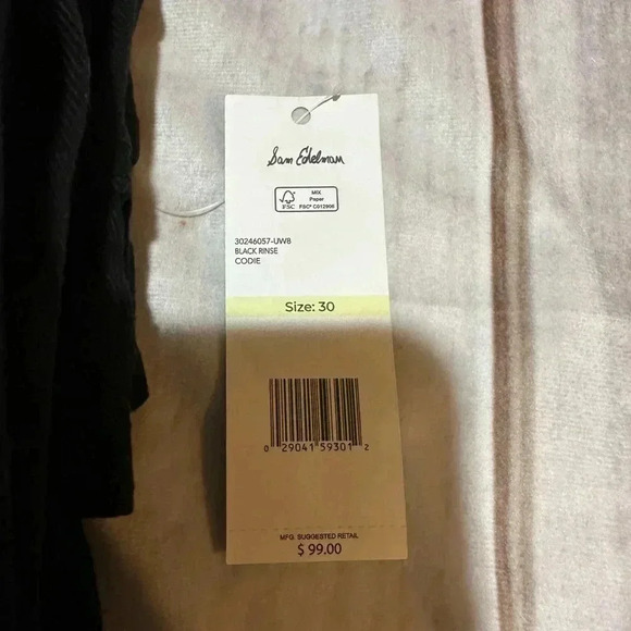 Sam Edelman Women’s  Codie Jeans Button Fly High Rise Wide Leg Ankle Black Sz 30 - Picture 10 of 10